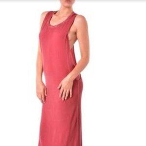 BETRO SIMONE Burnt Red Draped Racerback Tank Maxi Dress Women's size S